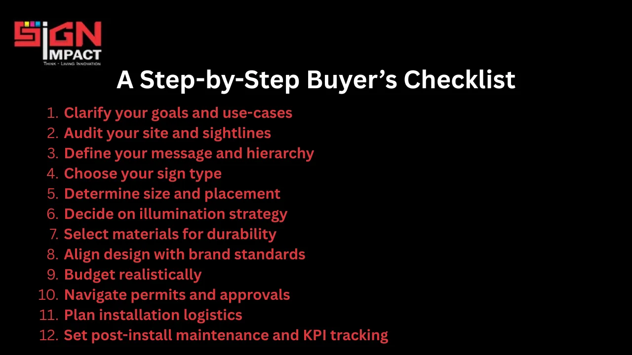 How to Plan Custom Business Signs: A Step-by-Step Buyer’s Checklist A Step-by-Step Buyer’s Checklist