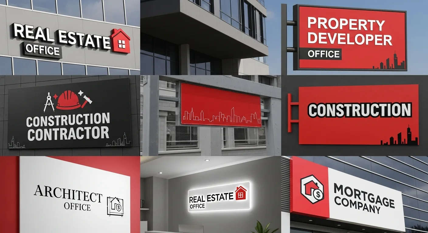 real estate and development signs